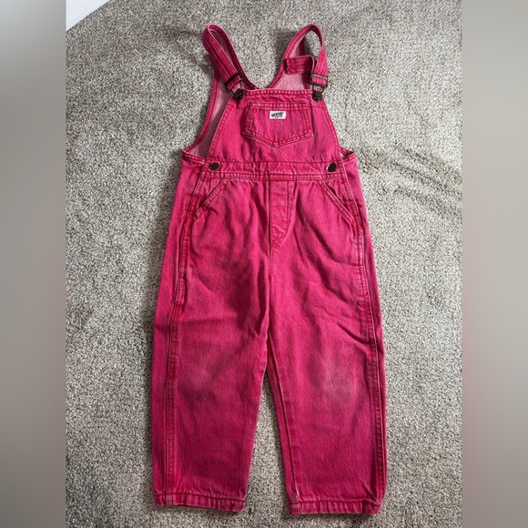 Vintage Guess Toddler Pink Red Overalls 3 years Gender Neutral - Picture 1 of 7